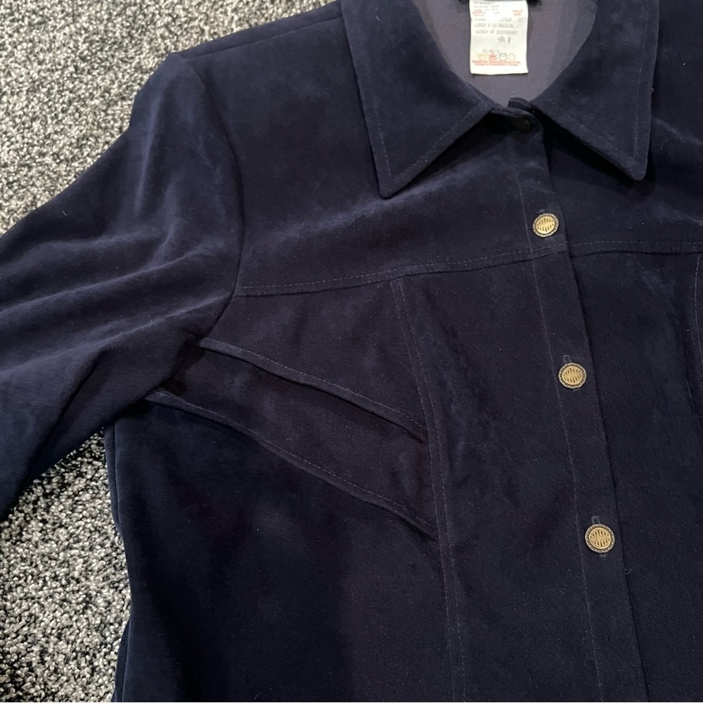 Vintage LANA LEE 3 Pce Suede-Like Dark Blue Suit Set | Size 14 - Picture 6 of 15